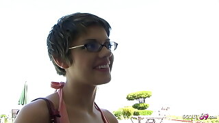 Short Crawl College Spread out Haileey James Pickup and Fuck by White Being Cock