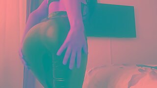 Horny girl in go to ground pants masturbated with vibrator