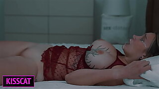 Step Mom Waiting Husband but Shares Bed near Step Laddie till Huge Facial After Unexpected Cum Inside