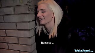 Public Agent Pretty skinny student receives facial in cheap Czech guesthouse