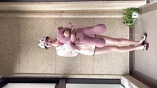 Sexy Chinese Piece of baggage with flip flops seducting you