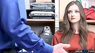Pretty brunette teen caught shoplifting by a ostentatious display cop