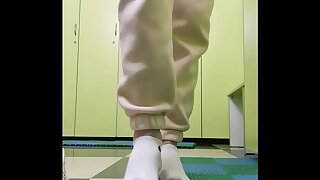 Athletic lady changed clothes near move onward near the gym!