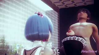 Re Zero Hentai  Rem Handjob with POV Uncensored  Japanese Asian manga anime game porn
