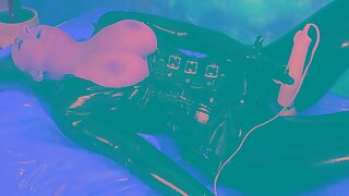 Latex Rubber Fetish MILF with big natural tits  pussy play with dildo and squirt!