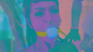 Latex Femdom Duo Spit Lubed Double Dildo