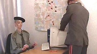 Military officers fucks his chapfallen transcriber on her desk
