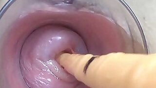 Japanese Milf Cervix Fucking with German unalloyed penis dildo added to asian chopsticks