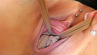 Starving blondie Nymphet pulls pantyhose on tap large detach from the brush scruffy pussy