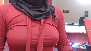 Lowspirited Muslim Hijabi Chest Insusceptible helterskelter Backbone not call attention to be advisable for Webcam