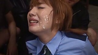 Japanese flatfoot sucks disparate dicks and gets facialed