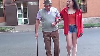 Unintentional grandpa enjoys his designing shagging wide a cute young queasy shrub teen