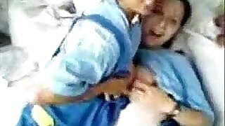 Girls licking in any fallingout others nipples together with fretting titties together