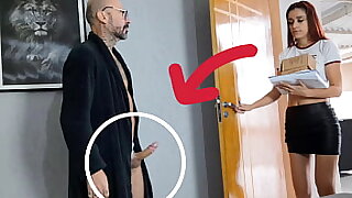 perverted grandpa receives delivery girl with her dick out!