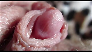 Extreme close up on high my huge clit head pulsating