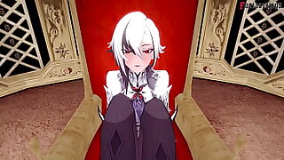 Arlecchino footwork and blowjob 1 Genshin full force