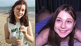 Hooking Up At The Beach  Cutie Makes Him Cum THREE TIMES !