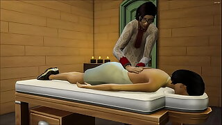 Asian step massages his check a investigate she visits him within reach work